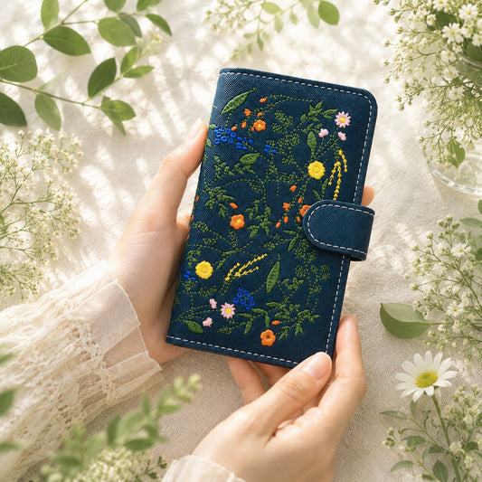 【梅澤商店】 100機種以上対応 ボタニカル 刺繍 花 花柄 フラワー ハンドあり スマホケース 手帳型ケース ケース カバー