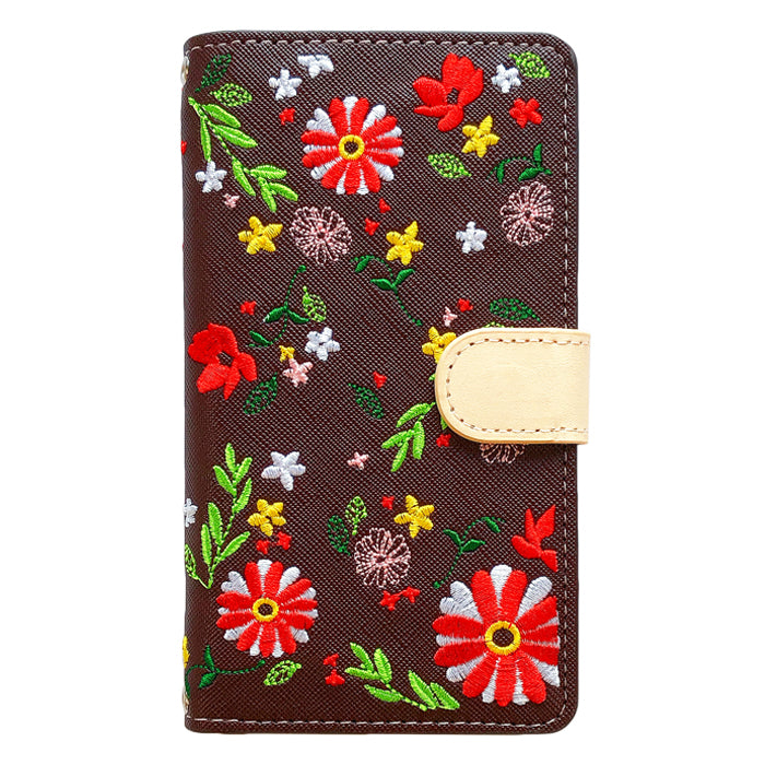 【梅澤商店】 Google pixel シリーズ 対応 ヌメ革 花刺繍 花柄 フラワー ハンドあり スマホケース 手帳型ケース ケース カバー