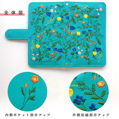 【梅澤商店】 100機種以上対応 ボタニカル 刺繍 花 花柄 フラワー ハンドあり スマホケース 手帳型ケース ケース カバー