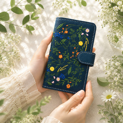 【梅澤商店】 100機種以上対応 ボタニカル 刺繍 花 花柄 フラワー ハンドあり スマホケース 手帳型ケース ケース カバー