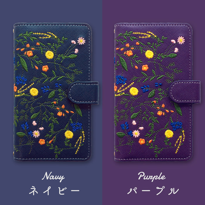【梅澤商店】 100機種以上対応 ボタニカル 刺繍 花 花柄 フラワー ハンドあり スマホケース 手帳型ケース ケース カバー