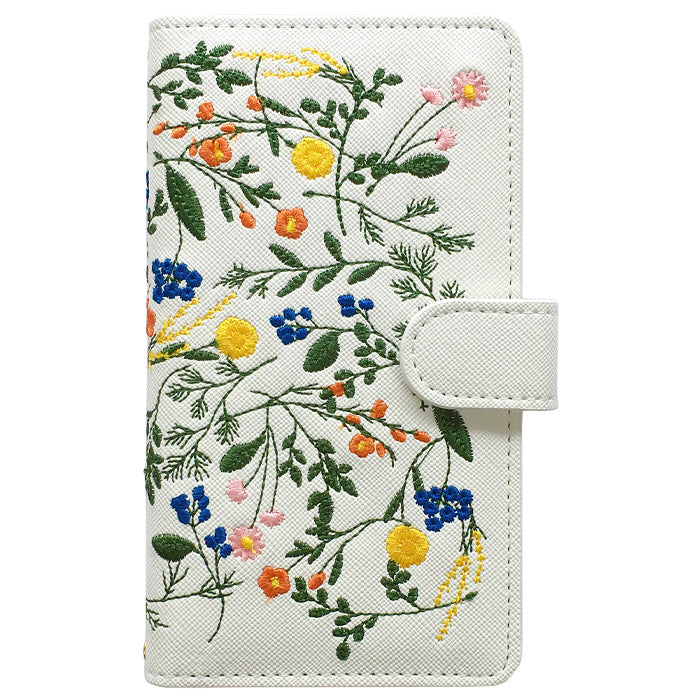 【梅澤商店】 100機種以上対応 ボタニカル 刺繍 花 花柄 フラワー ハンドあり スマホケース 手帳型ケース ケース カバー