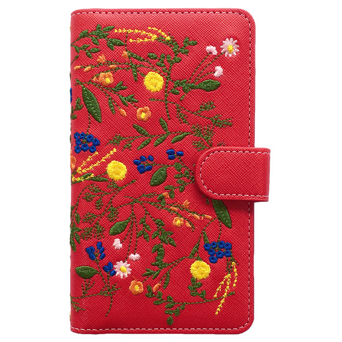 【梅澤商店】 100機種以上対応 ボタニカル 刺繍 花 花柄 フラワー ハンドあり スマホケース 手帳型ケース ケース カバー