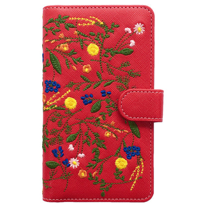 【梅澤商店】 100機種以上対応 ボタニカル 刺繍 花 花柄 フラワー ハンドあり スマホケース 手帳型ケース ケース カバー