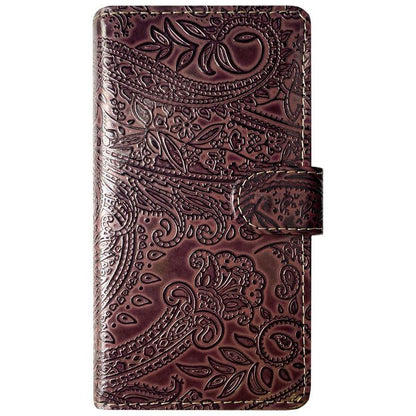 【梅澤商店】 らくらくスマートフォンme F-01L / F-42A スマホケース 手帳型ケース ケース カバー ハンド付き本革ペイズリー f01l f42a 【安心の返品保証付き】