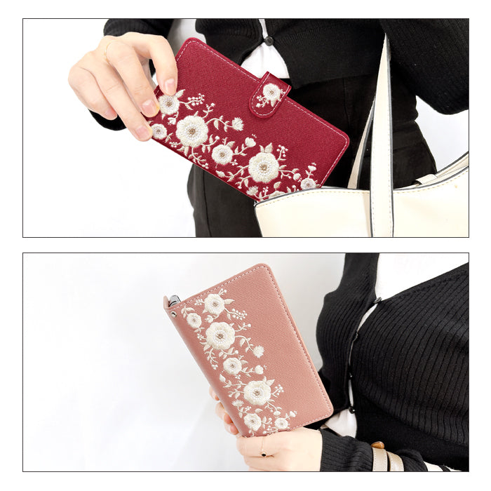 【梅澤商店】 100機種以上対応 ハンドあり インド刺繍 花 花柄 カバー スマホケース 手帳型ケース ケース カバー