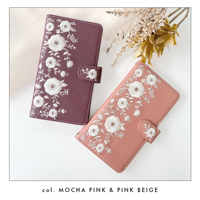 【梅澤商店】 100機種以上対応 ハンドあり インド刺繍 花 花柄 カバー スマホケース 手帳型ケース ケース カバー