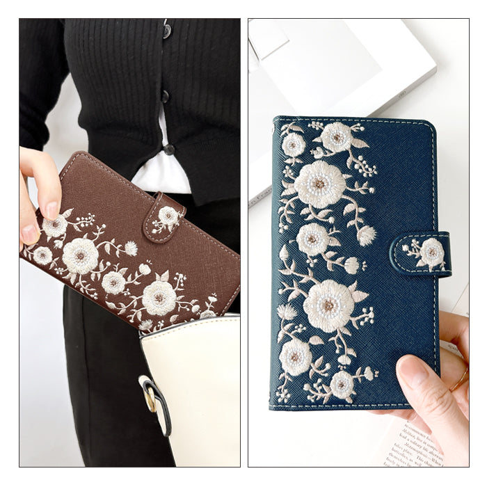 【梅澤商店】 100機種以上対応 ハンドあり インド刺繍 花 花柄 カバー スマホケース 手帳型ケース ケース カバー