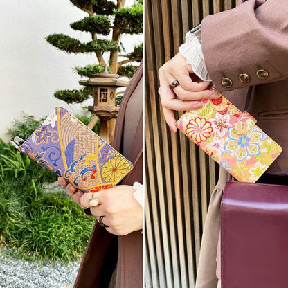 【梅澤商店】 iPhone 15 Plus スマホケース 手帳型ケース ケース カバー ハンド付き西陣織 竹 【安心の返品保証付き】
