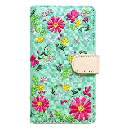 【梅澤商店】 100機種以上対応 ヌメ革 花刺繍 花柄 フラワー ハンドあり スマホケース 手帳型ケース ケース カバー