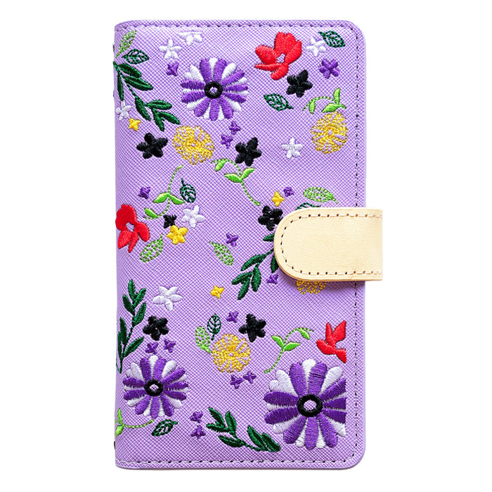 【梅澤商店】 100機種以上対応 ヌメ革 花刺繍 花柄 フラワー ハンドあり スマホケース 手帳型ケース ケース カバー