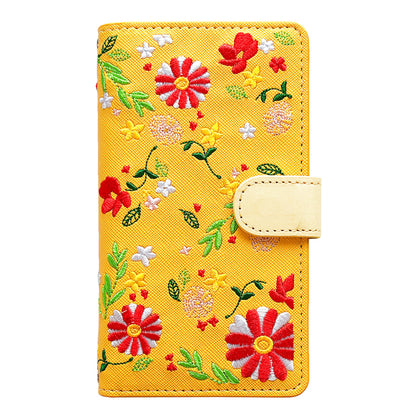 【梅澤商店】 100機種以上対応 ヌメ革 花刺繍 花柄 フラワー ハンドあり スマホケース 手帳型ケース ケース カバー