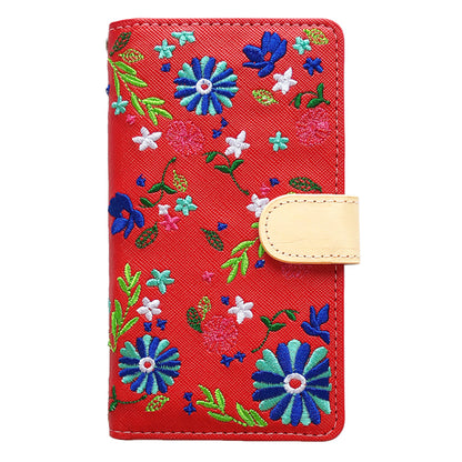 【梅澤商店】 100機種以上対応 ヌメ革 花刺繍 花柄 フラワー ハンドあり スマホケース 手帳型ケース ケース カバー